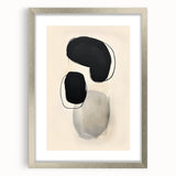 Abstract Wall Art – Organic Black Shapes on Beige Minimalist Canvas