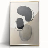Abstract Wall Art – Organic Black Shapes on Beige Minimalist Canvas