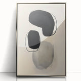 Abstract Wall Art – Organic Black Shapes on Beige Minimalist Canvas