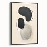 Abstract Wall Art – Organic Black Shapes on Beige Minimalist Canvas