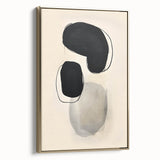 Abstract Wall Art – Organic Black Shapes on Beige Minimalist Canvas