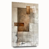 Earth Tone Art – Textured Geometric Abstract in Beige and Burnt Orange