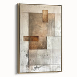 Earth Tone Art – Textured Geometric Abstract in Beige and Burnt Orange