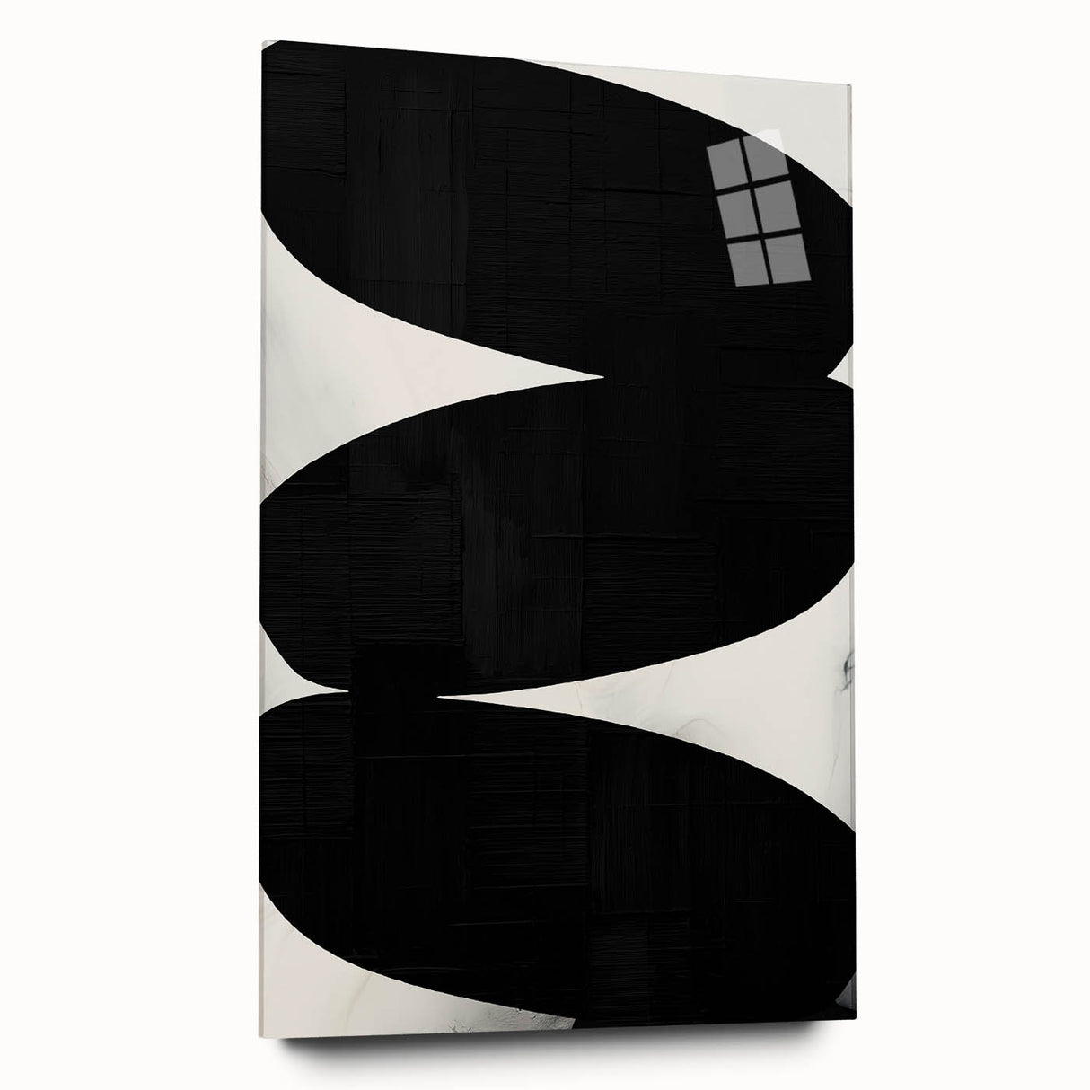 Modern Abstract Art – Bold Black Organic Shapes on White Canvas
