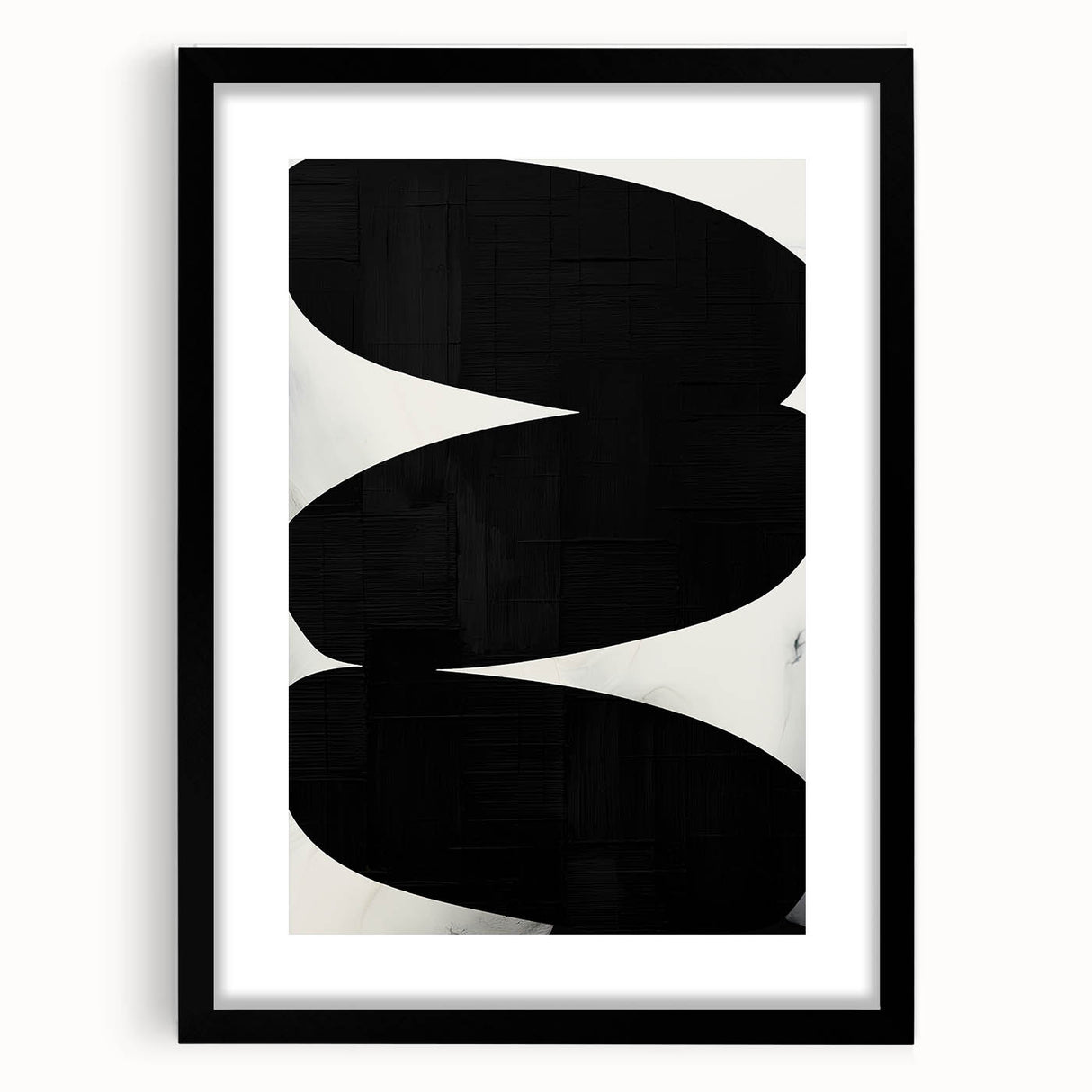 Modern Abstract Art – Bold Black Organic Shapes on White Canvas