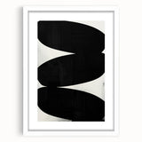Modern Abstract Art – Bold Black Organic Shapes on White Canvas