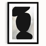 Modern Abstract Art – Bold Black Organic Shapes on White Canvas
