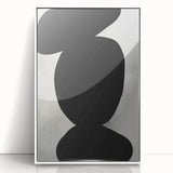 Modern Abstract Art – Bold Black Organic Shapes on White Canvas