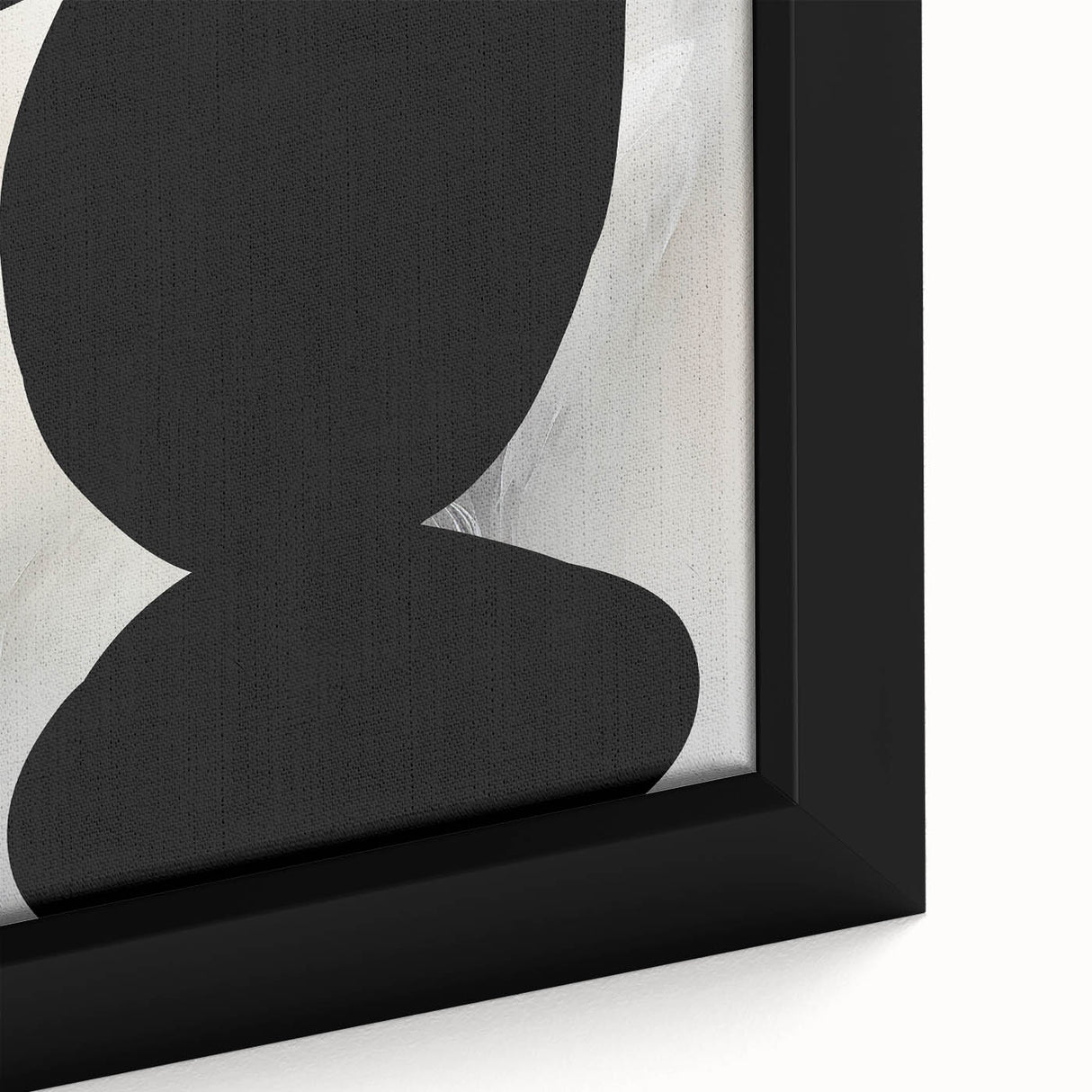 Modern Abstract Art – Bold Black Organic Shapes on White Canvas