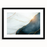 Contemporary Luxury Abstract Painting – White & Dark Blue Art