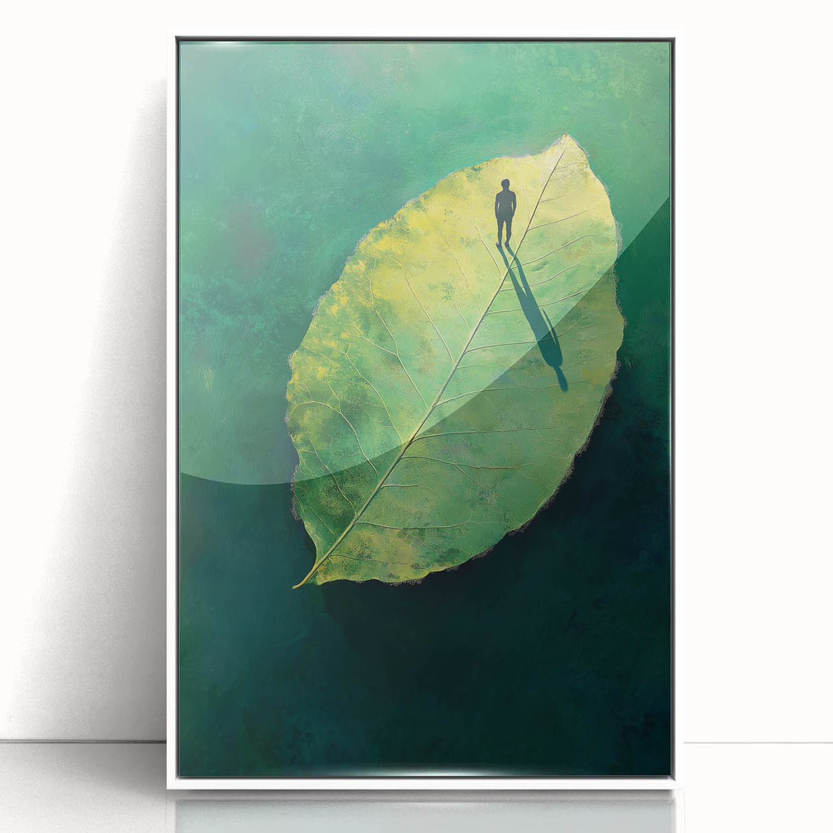 Abstract Minimalist Nature Art – Floating Leaf & Solitude Print