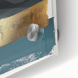 Minimalist Wall Decor – Teal, Gold & Gray Textured Abstract Brush Art