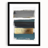 Minimalist Wall Decor – Teal, Gold & Gray Textured Abstract Brush Art