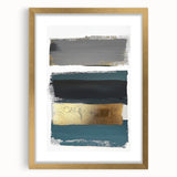 Minimalist Wall Decor – Teal, Gold & Gray Textured Abstract Brush Art