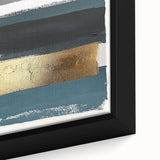 Minimalist Wall Decor – Teal, Gold & Gray Textured Abstract Brush Art