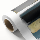Minimalist Wall Decor – Teal, Gold & Gray Textured Abstract Brush Art
