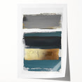 Minimalist Wall Decor – Teal, Gold & Gray Textured Abstract Brush Art