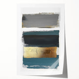 Minimalist Wall Decor – Teal, Gold & Gray Textured Abstract Brush Art