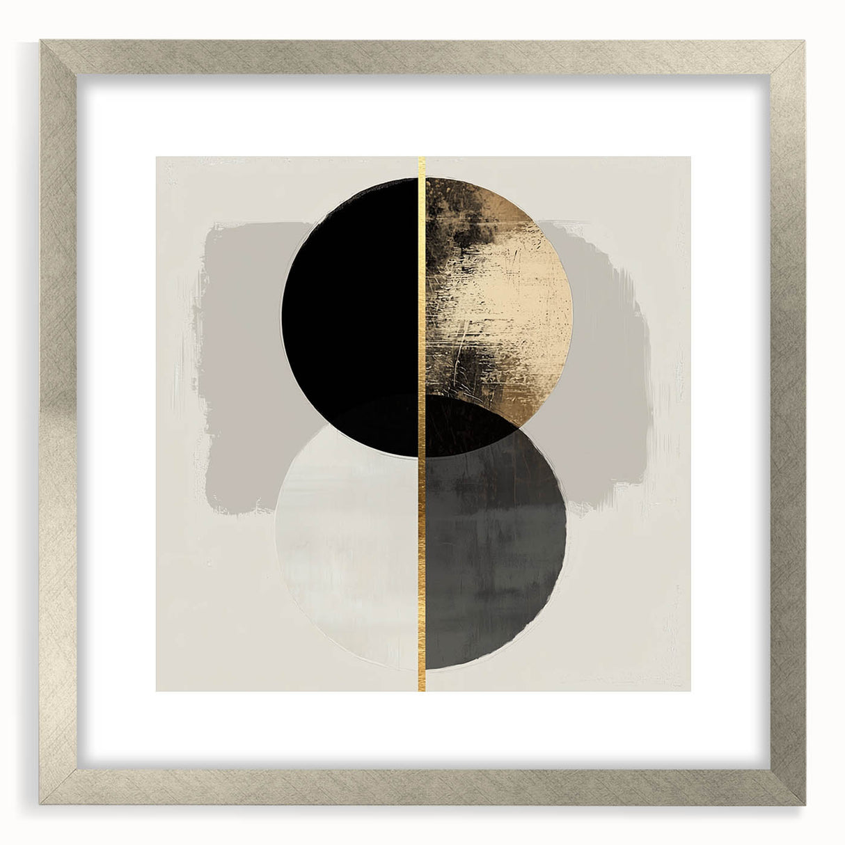 Earthen Harmony Abstracts – Gold & Black Geometric Wall Composition