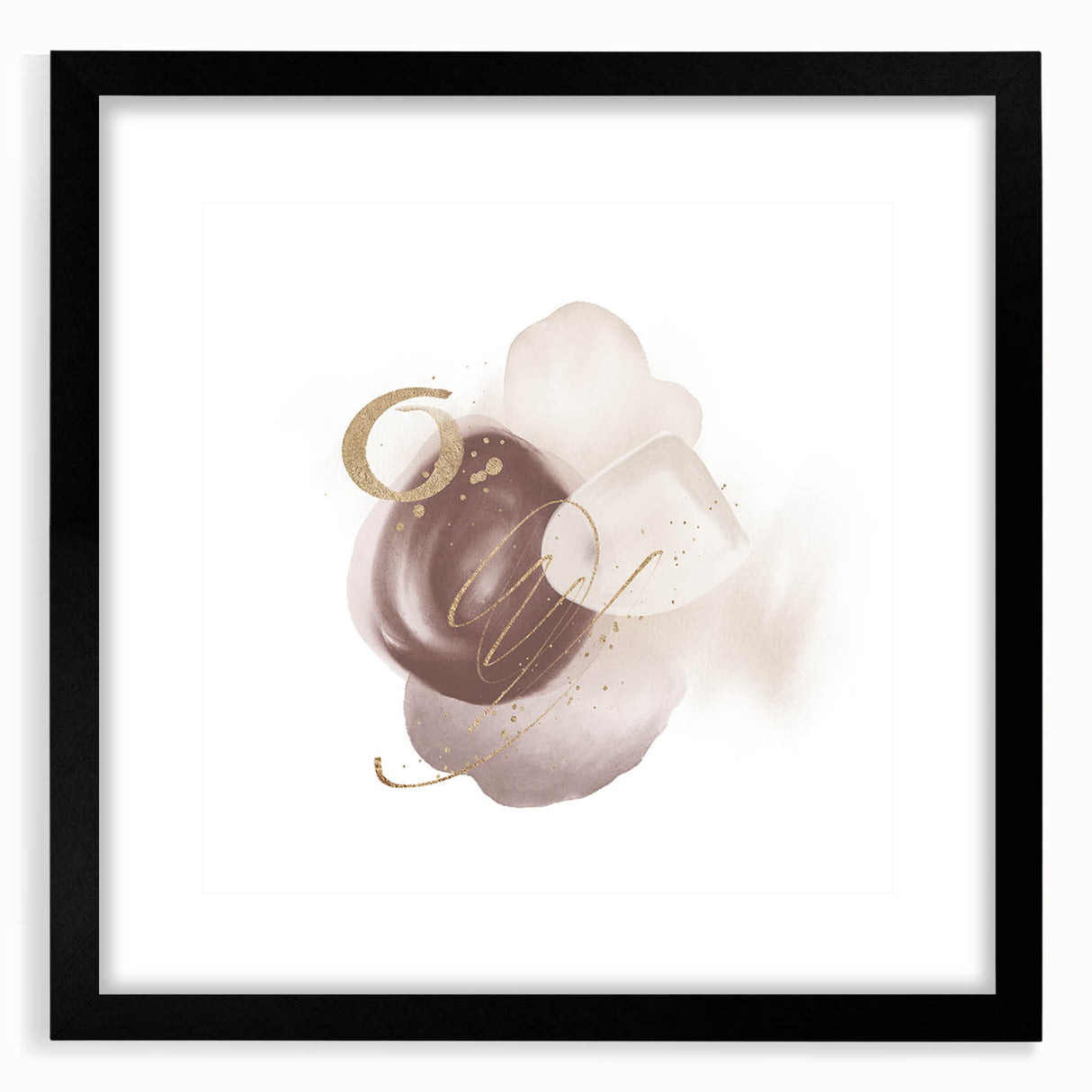 Abstract Geometric Framed Art – Minimalist Beige & Gold Wall Decor