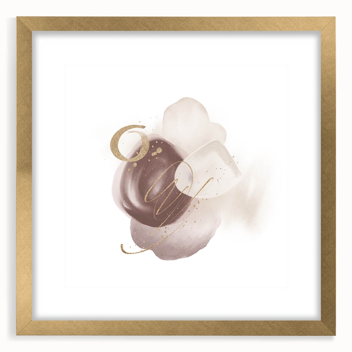 Abstract Geometric Framed Art – Minimalist Beige & Gold Wall Decor