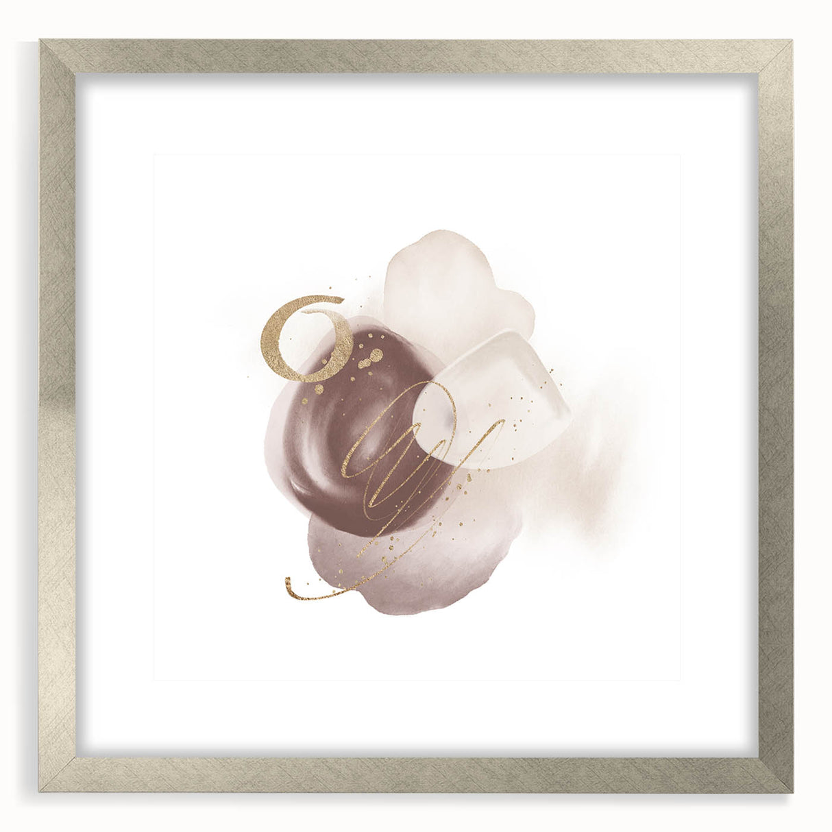 Abstract Geometric Framed Art – Minimalist Beige & Gold Wall Decor
