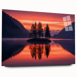 Minimalist Scenic Art Prints – Island Trees & Sunset Reflection