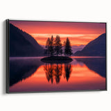 Minimalist Scenic Art Prints – Island Trees & Sunset Reflection