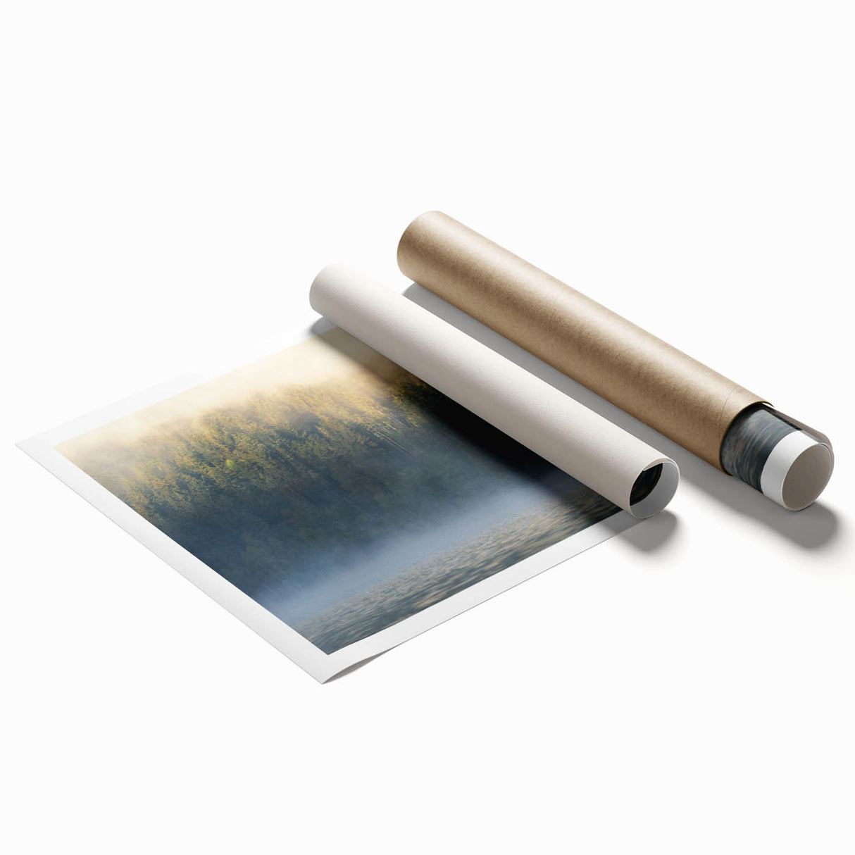 Calming Landscape Acrylic Prints – Misty Forest & Lake View