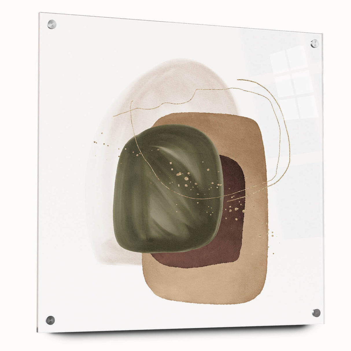 Contemporary Minimalist Wall Art – Forest Green Geometric Print