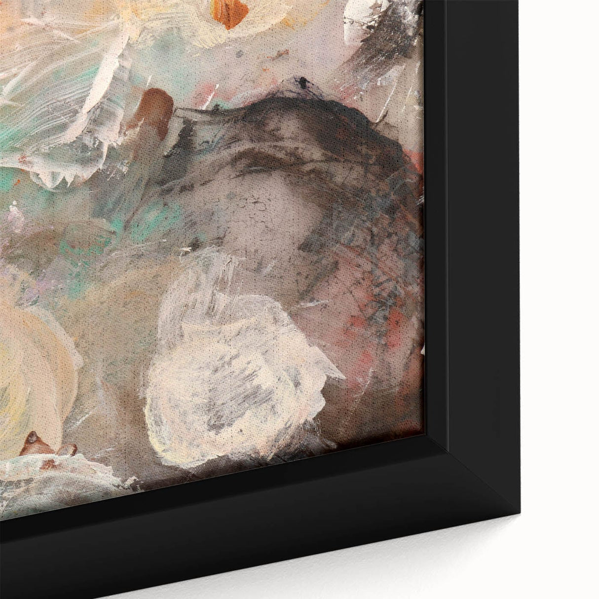 Modern Abstract Painting – Soft Beige & Teal Dreamlike Art