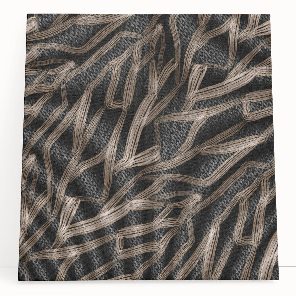 Earthen Harmony Abstracts - Fluid Organic Line Art in Black and Beige