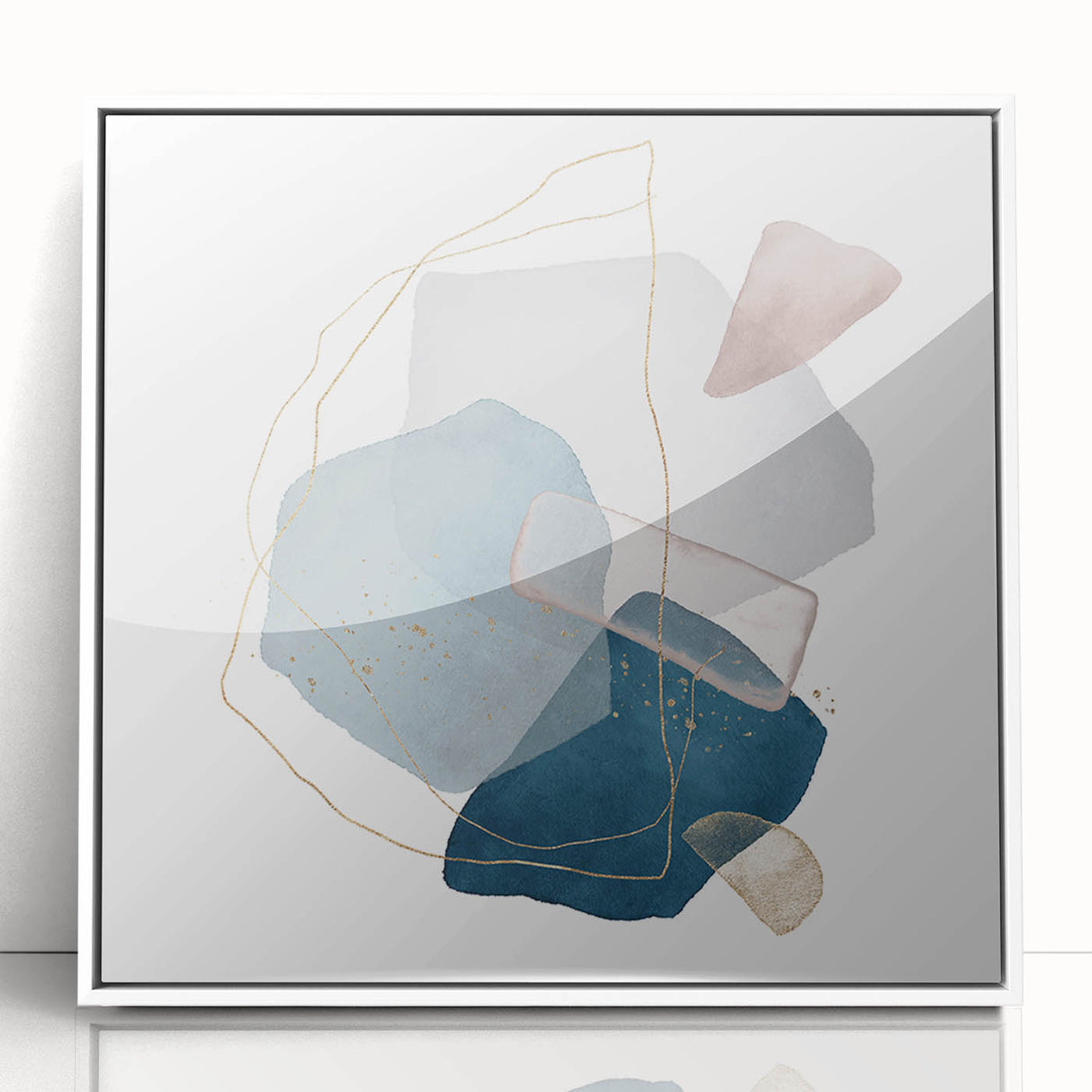 Modern Geometric Wall Decor – Navy Blue & Light Gray Abstract Art