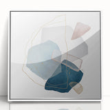 Modern Geometric Wall Decor – Navy Blue & Light Gray Abstract Art