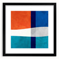 Vibrant Abstract Wall Art - Blue, Orange, and White Geometric Print