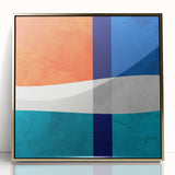 Vibrant Abstract Wall Art - Blue, Orange, and White Geometric Print