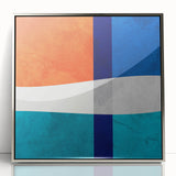 Vibrant Abstract Wall Art - Blue, Orange, and White Geometric Print