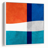 Vibrant Abstract Wall Art - Blue, Orange, and White Geometric Print