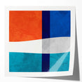 Vibrant Abstract Wall Art - Blue, Orange, and White Geometric Print