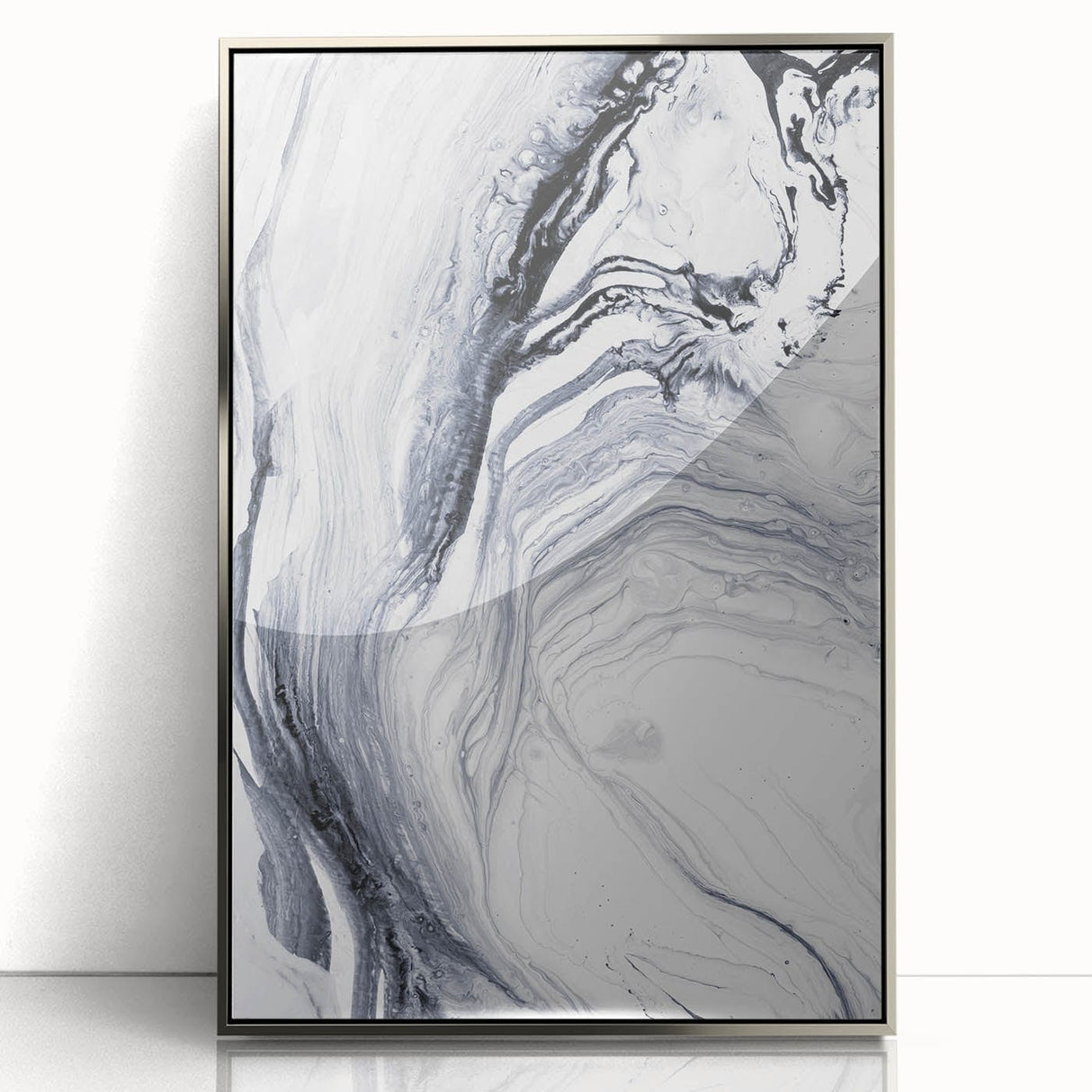 Moody Modern Wall Art – Black & White Fluid Abstract Painting