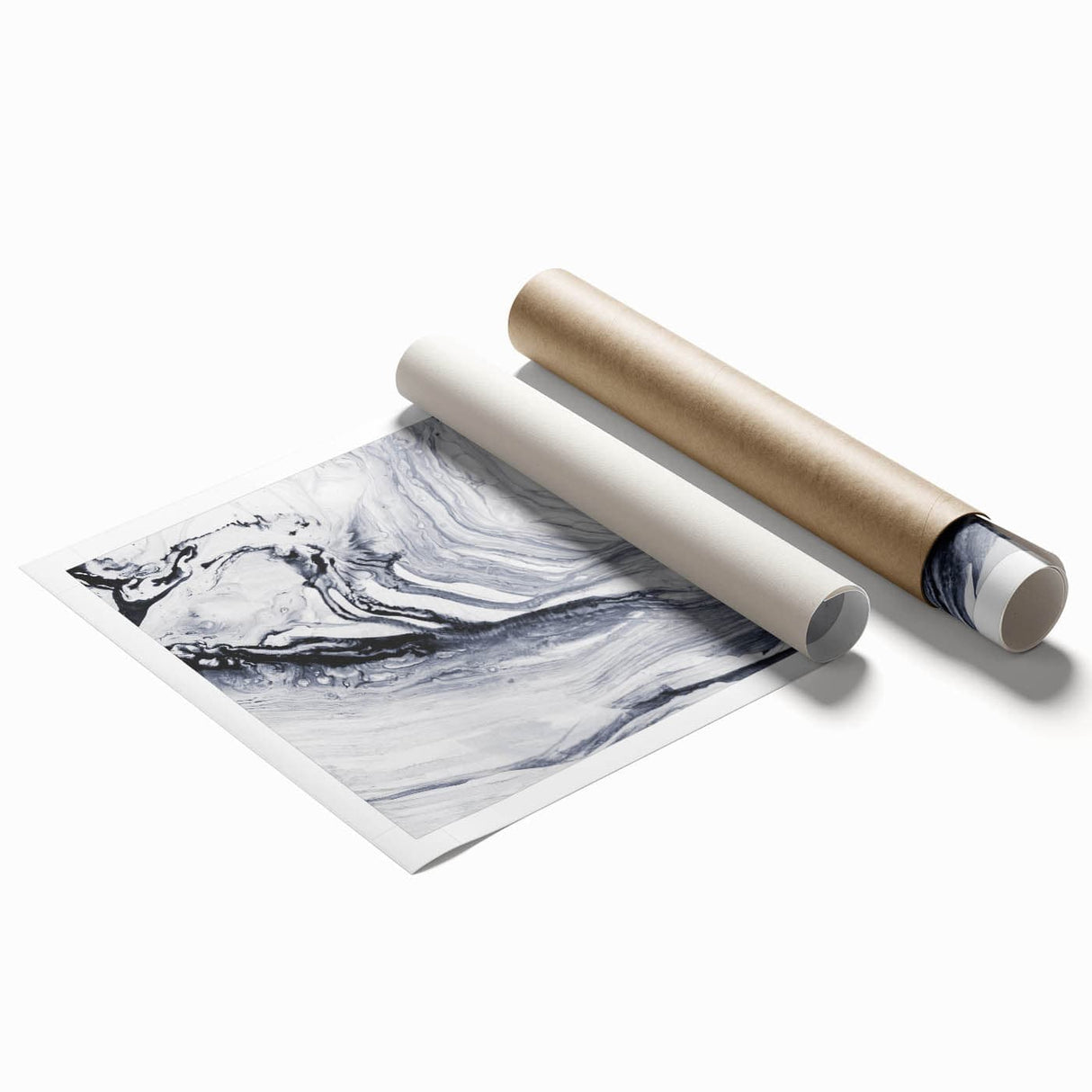Moody Modern Wall Art – Black & White Fluid Abstract Painting