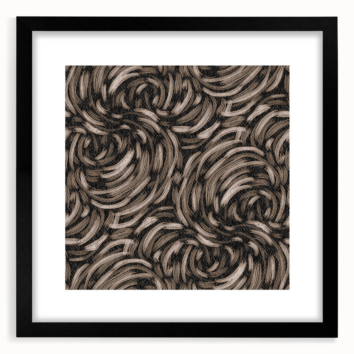 Earthen Harmony Abstracts - Swirling Organic Line Art in Black and Beige