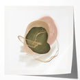 Abstract Geometric Framed Art – Olive Green & Blush Minimalist Print