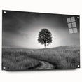 Minimalist Landscape Wall Art – Black and White Tree Scene Print