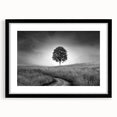 Minimalist Landscape Wall Art – Black and White Tree Scene Print