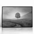 Minimalist Landscape Wall Art – Black and White Tree Scene Print