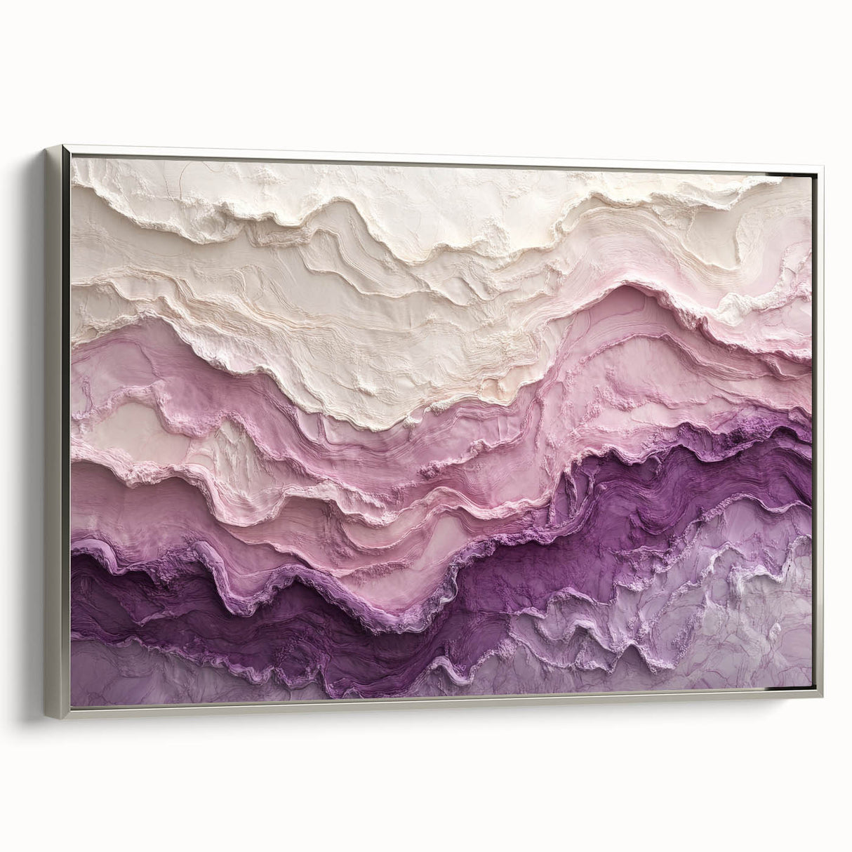 Large Abstract Wall Decor – Textured Lavender & Blush Layers