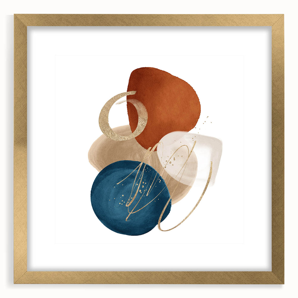 Geometric Minimalist Abstract Wall Art – Teal, Beige & Orange Print