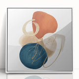 Geometric Minimalist Abstract Wall Art – Teal, Beige & Orange Print