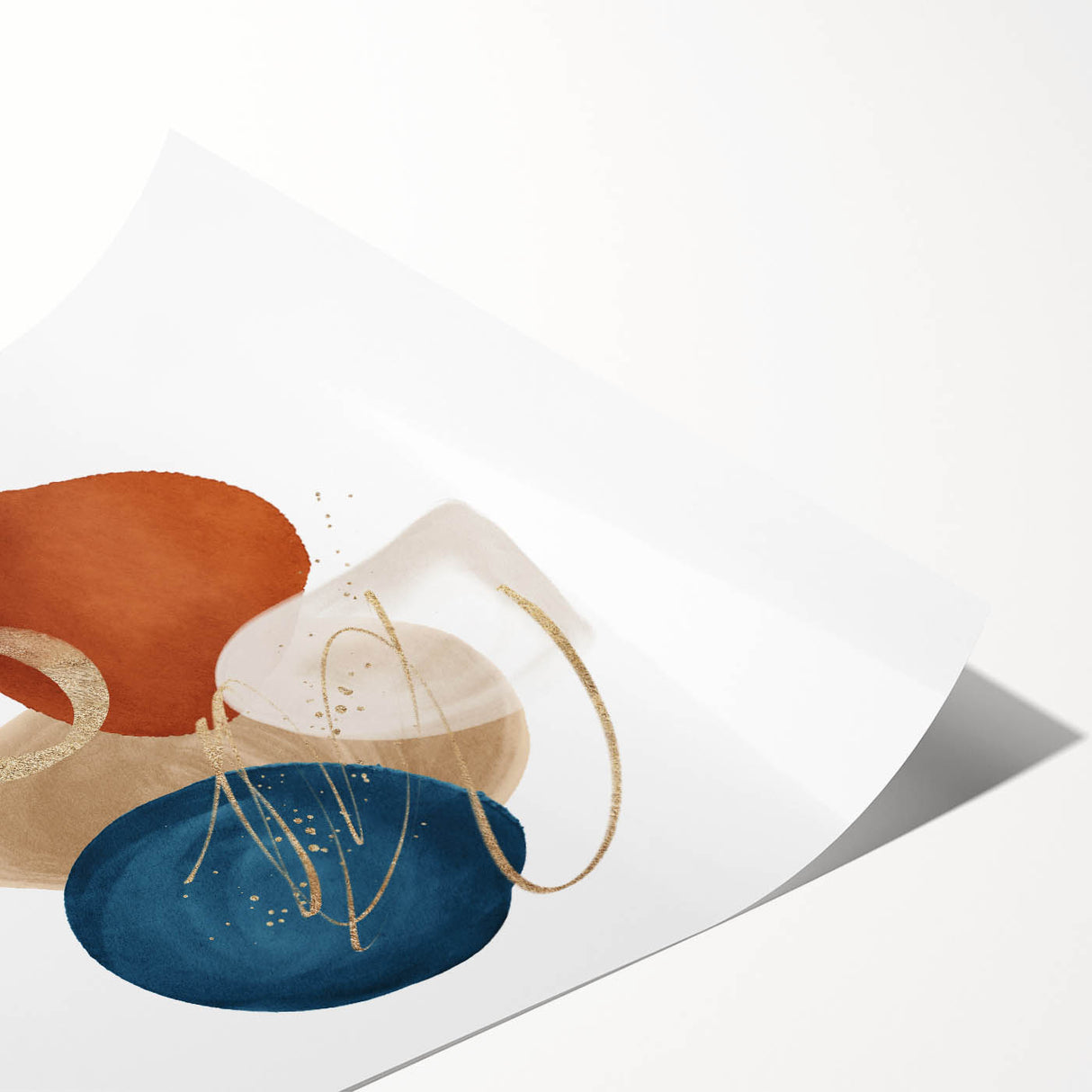 Geometric Minimalist Abstract Wall Art – Teal, Beige & Orange Print